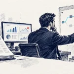 مدیر در حال تبدیل گزارش و داشبورد به مسیر تصمیم و اقدام